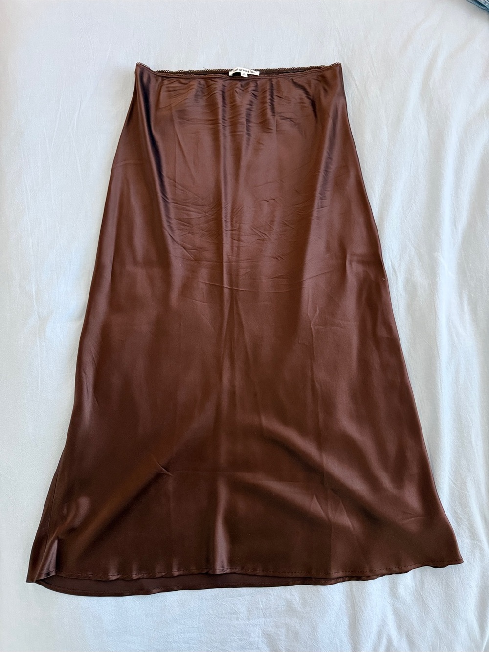 Reformation Brown silk skirt
